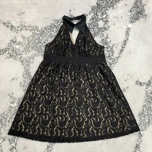 Anna Sui for Target Black Lace Halter Mini Dress Womens 13 Y2K Goth